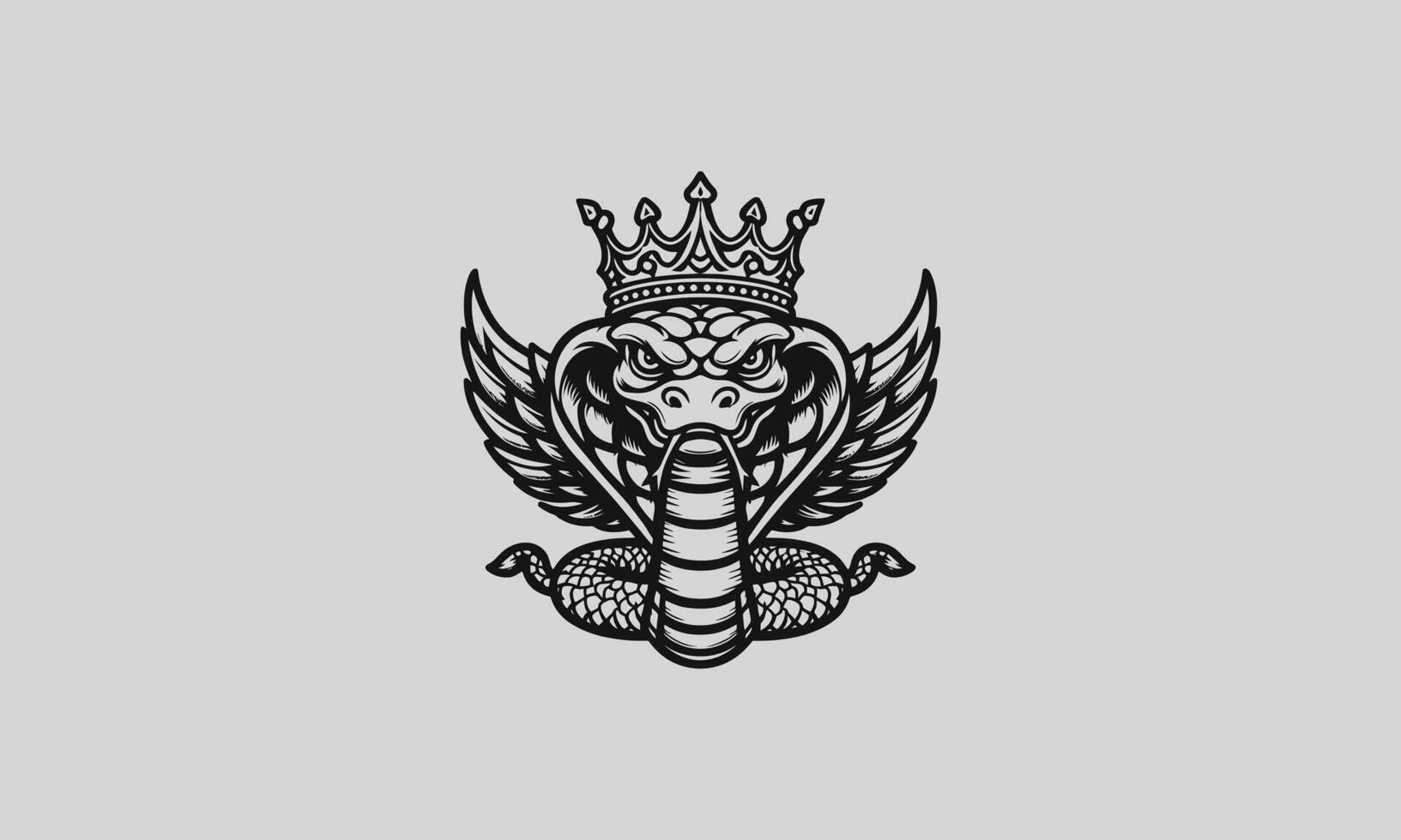 king cobra wearing crown vector outline design