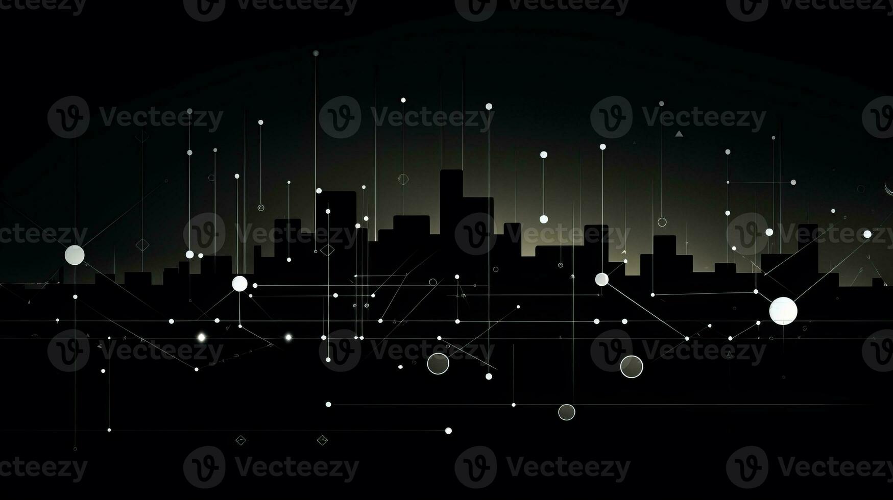 AI generated Abstract background with geometric shapes, lines, circles, dots. Bauhaus style. Network concept photo