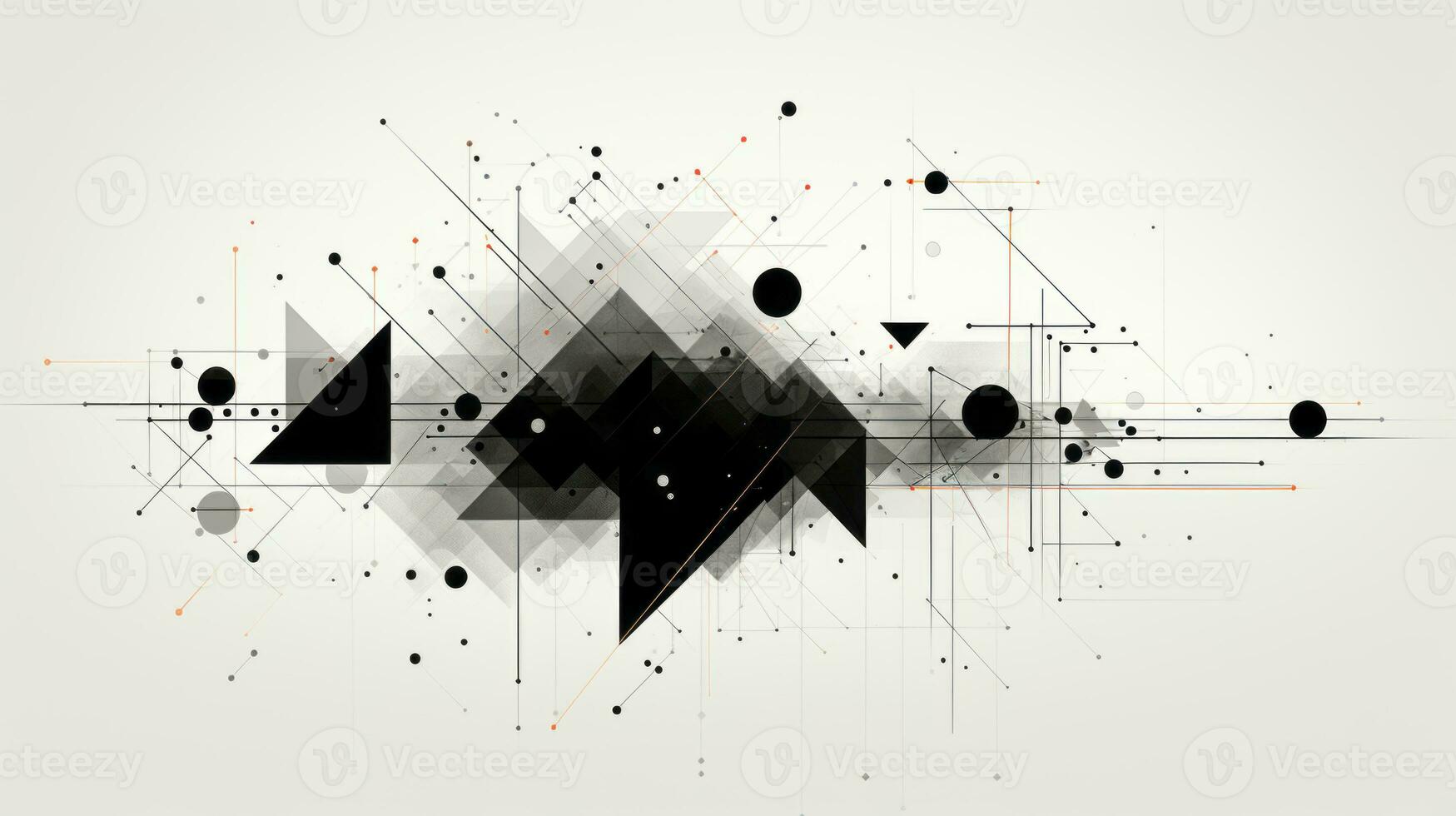 AI generated Abstract background with geometric shapes, lines, circles, dots. Bauhaus style. Network concept photo