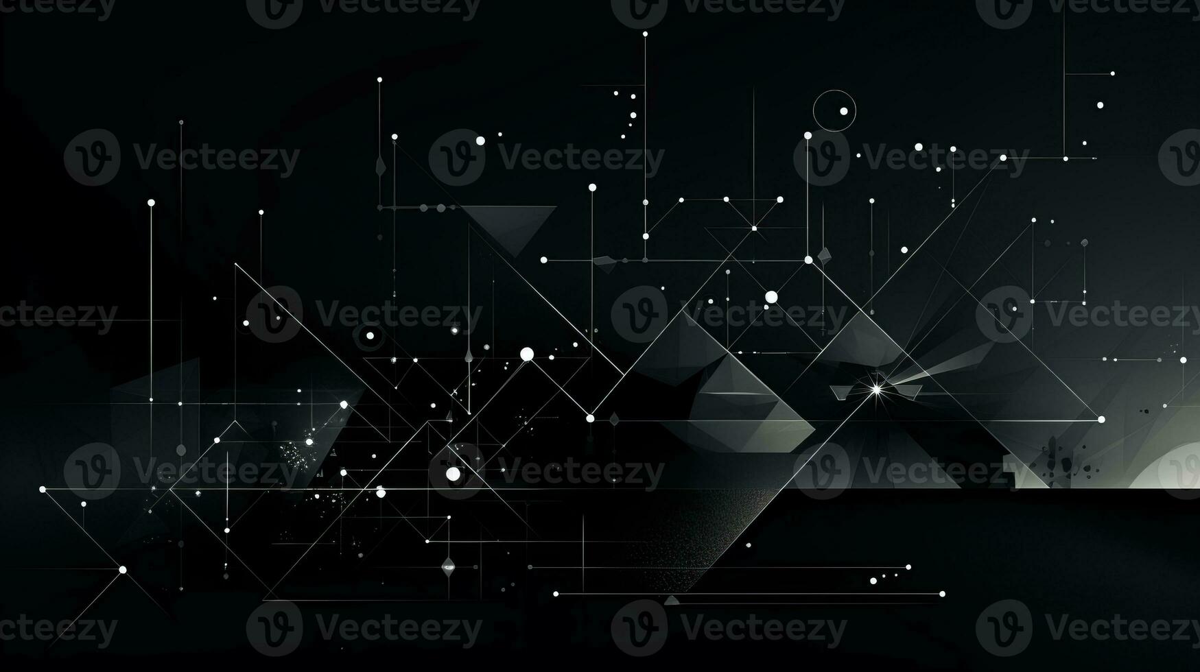 AI generated Abstract background with geometric shapes, lines, circles, dots. Bauhaus style. Network concept photo