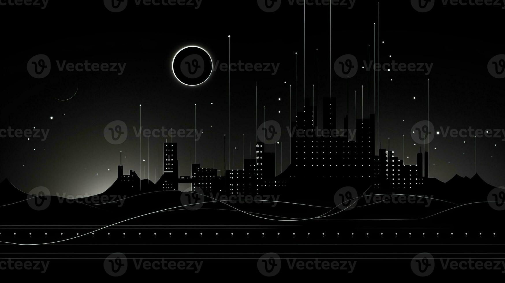 AI generated Abstract background with geometric shapes, lines, circles, dots. Bauhaus style. Network concept photo
