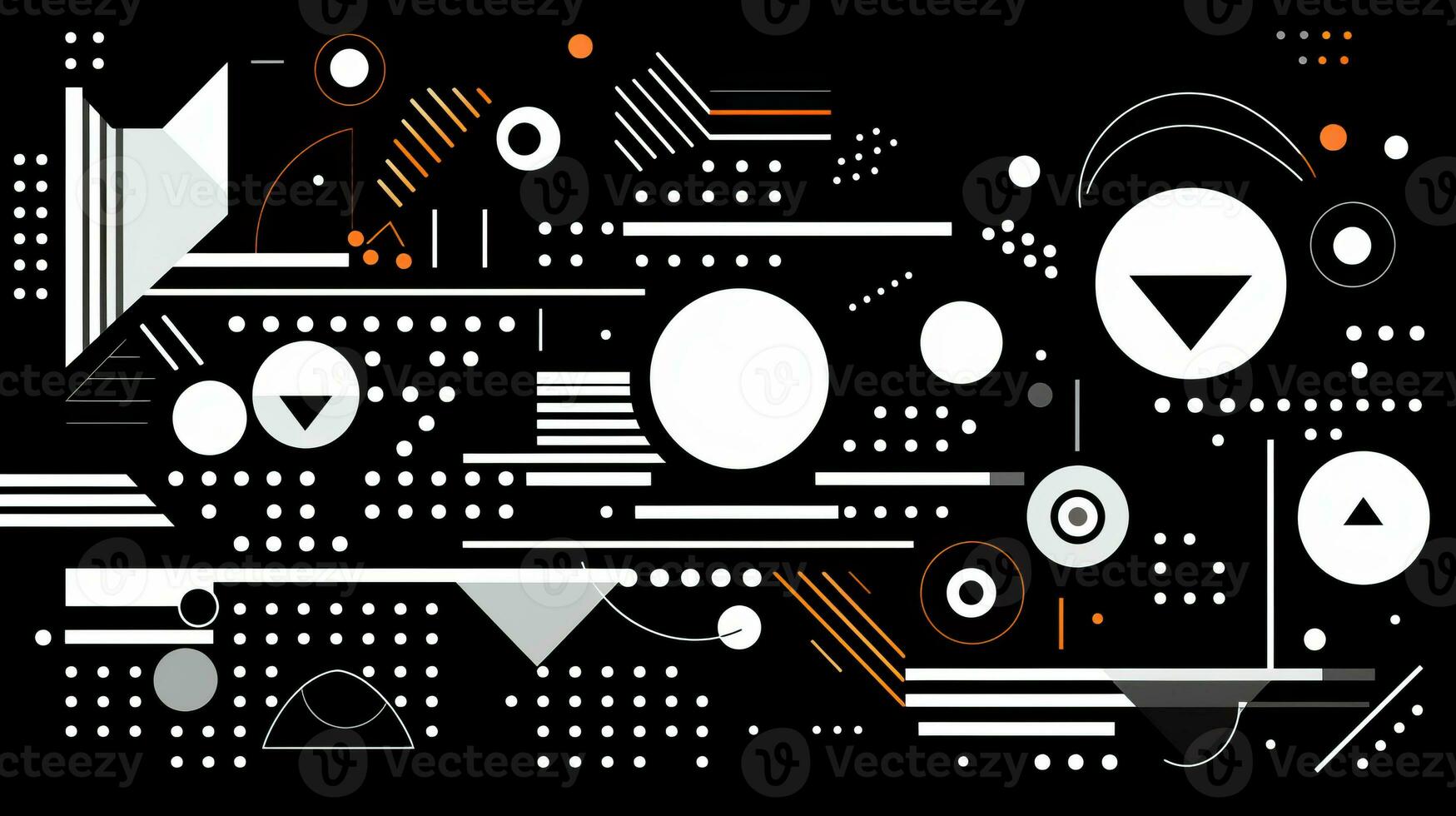 AI generated Colorful abstract background with geometric shapes, lines, circles, dots. Memphis style photo