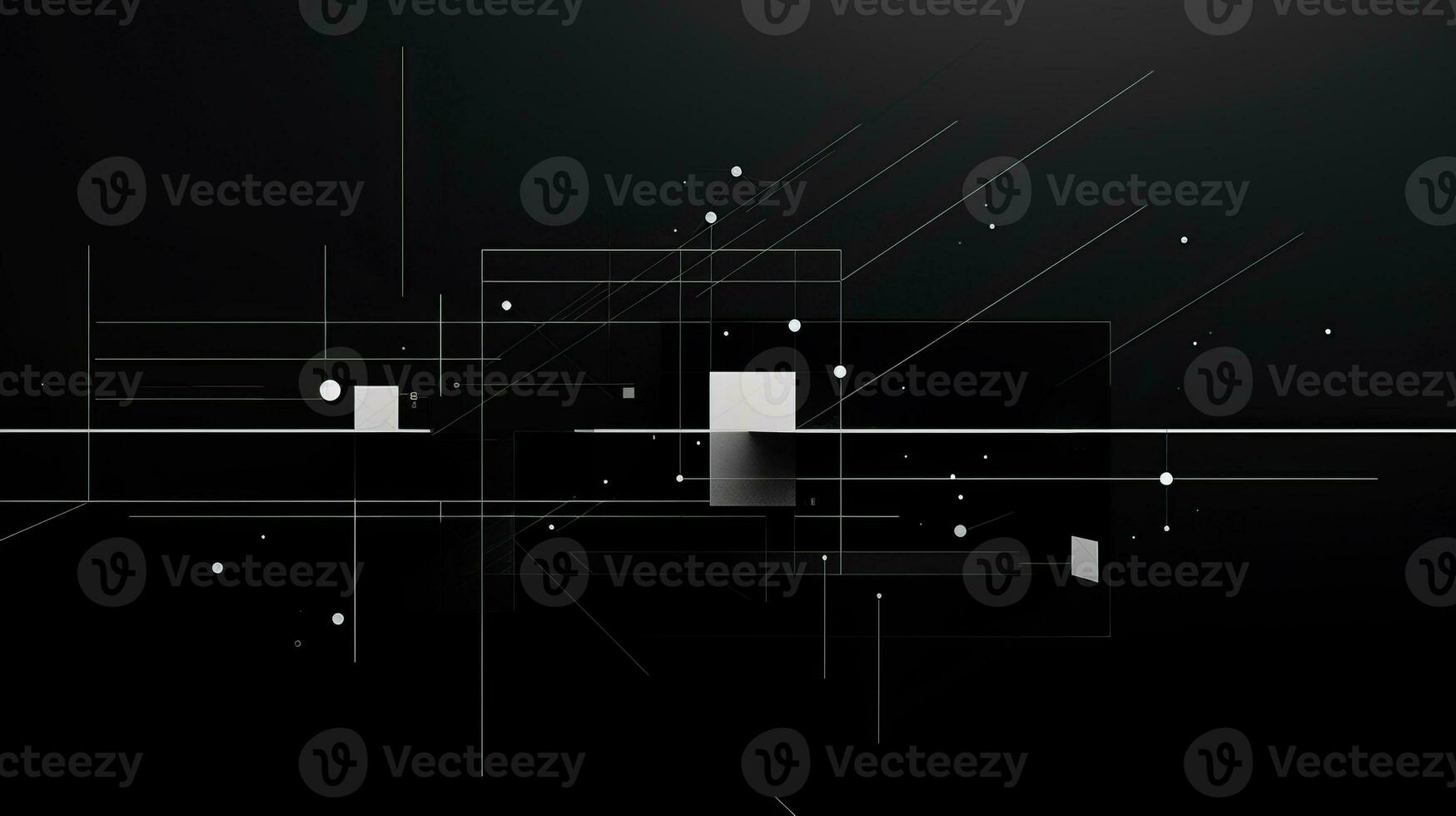 AI generated Abstract background with geometric shapes, lines, circles, dots. Bauhaus style. Network concept photo