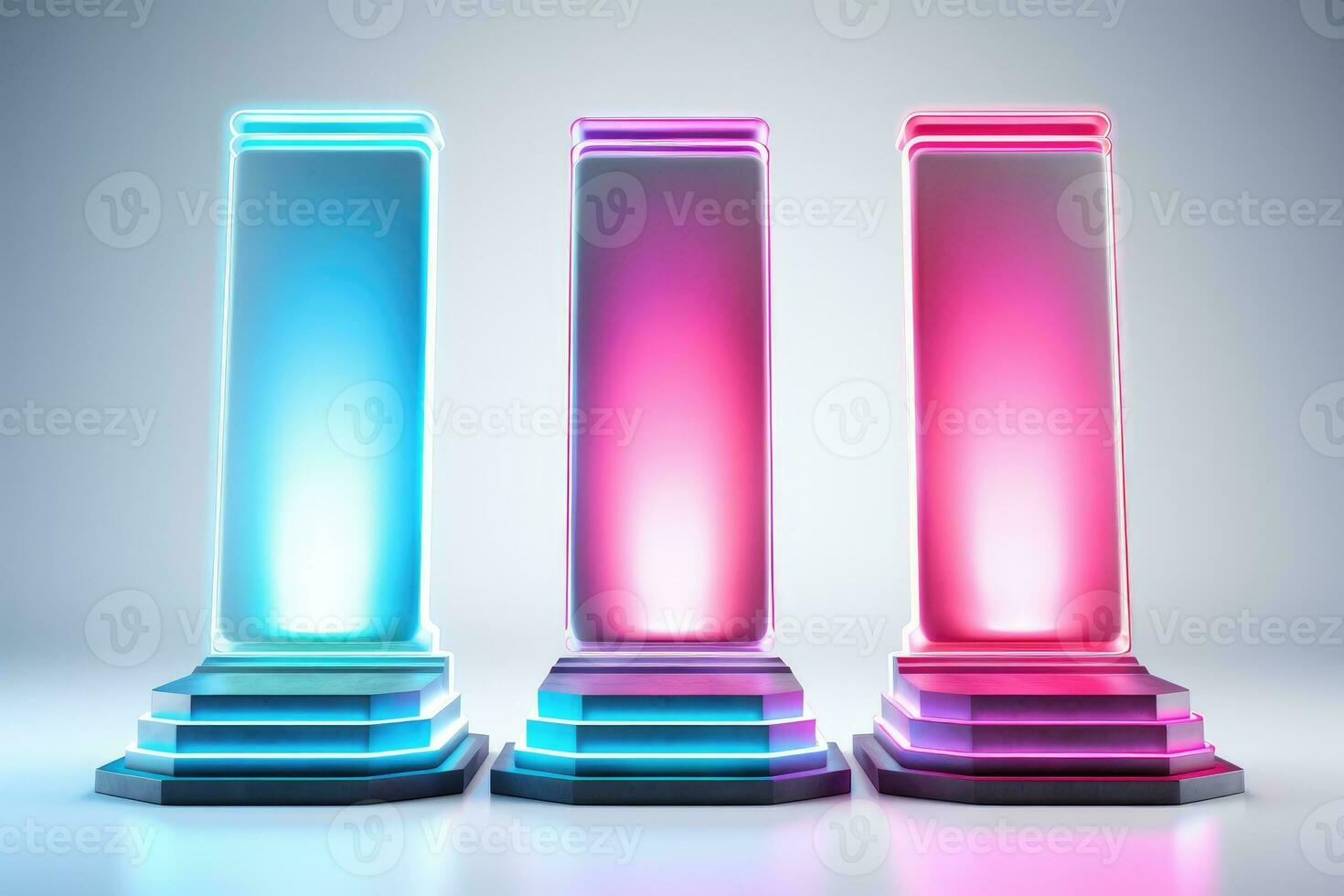 AI Generated Colourful podium and beautiful lighting. Background for product presentation. Generative AI photo
