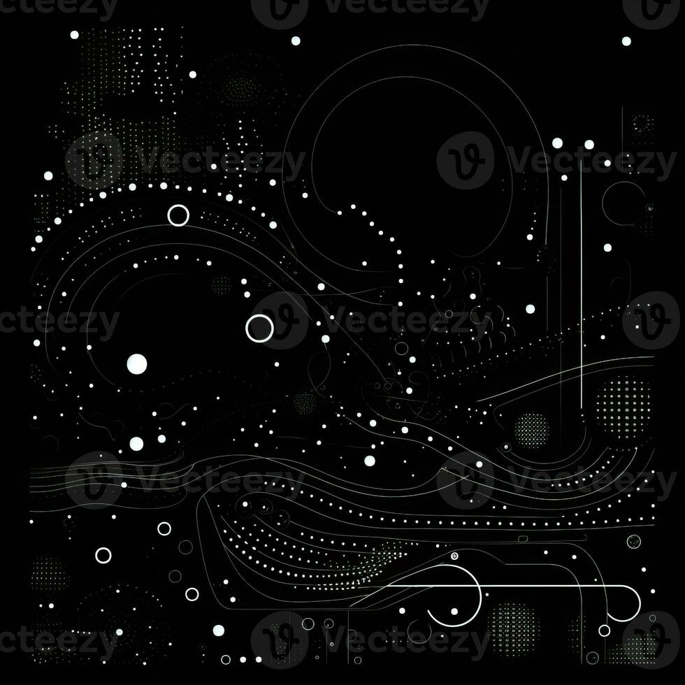 AI generated Abstract background with geometric shapes, lines, circles, dots. Hand drawn style. photo