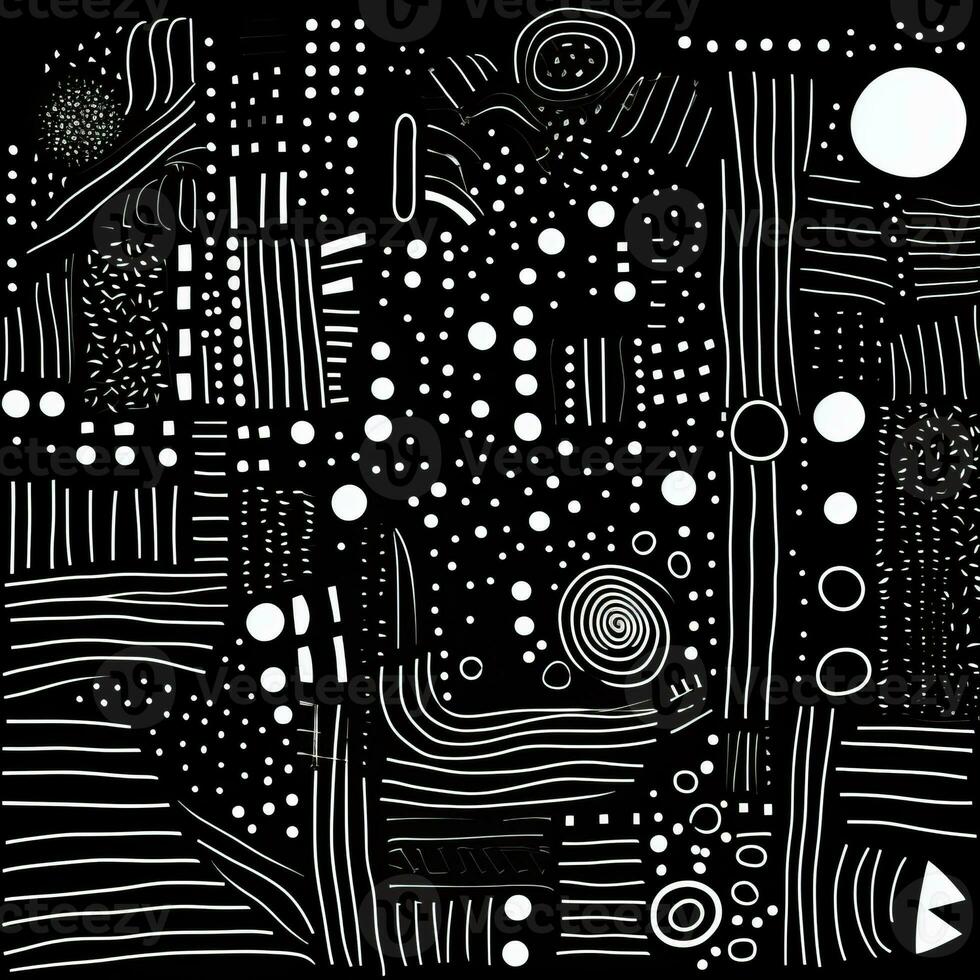 AI generated Abstract futuristic composition in black and white colors. Neo folk style photo