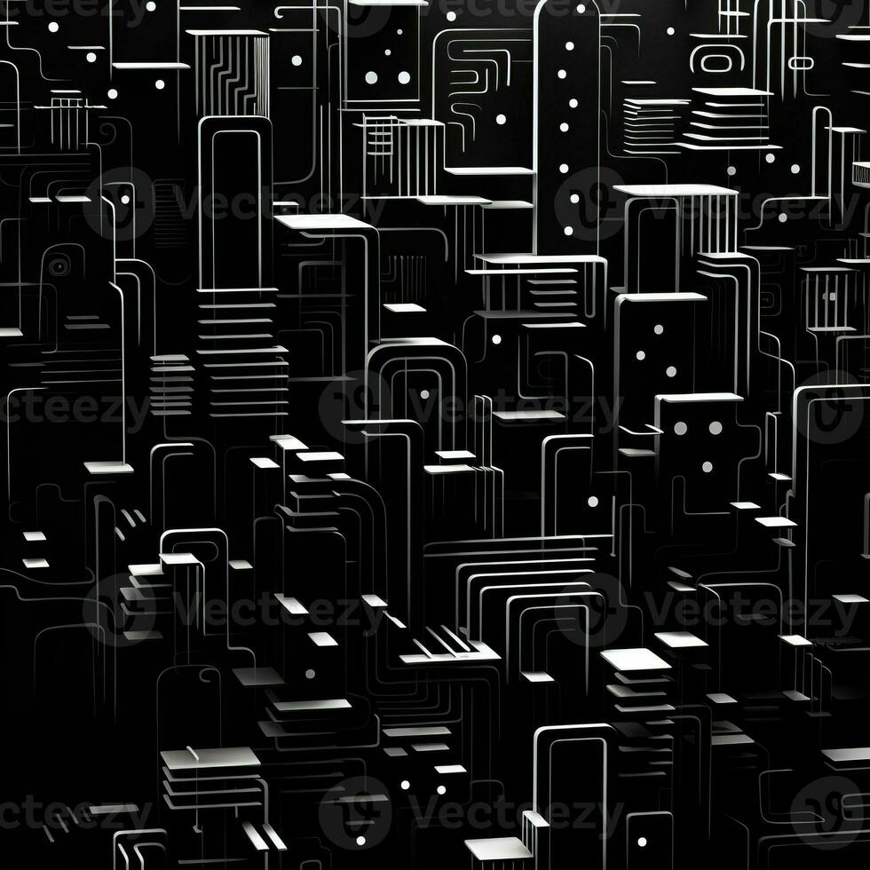 AI generated Abstract background with geometric shapes, lines, circles, dots. Hand drawn style. photo