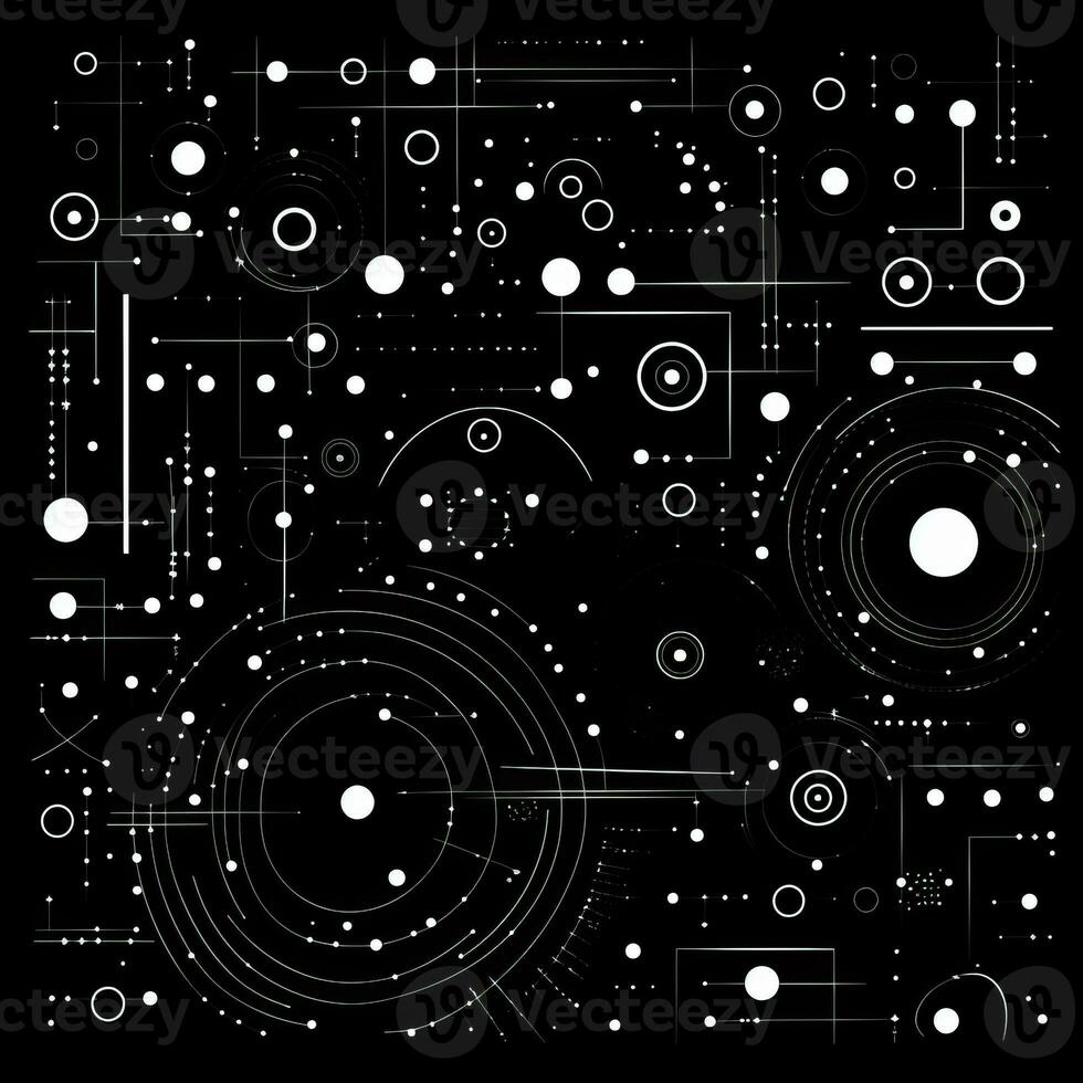 AI generated Abstract background with geometric shapes, lines, circles, dots. Hand drawn style. photo