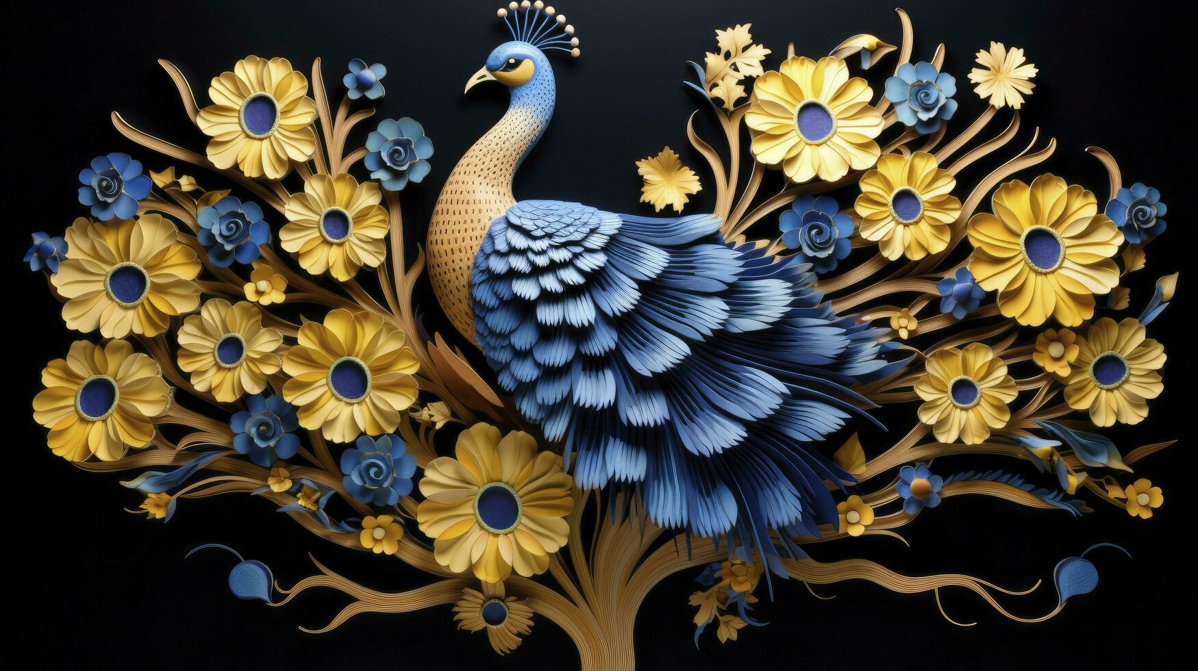 AI generated Close up Peacock with flower. photo