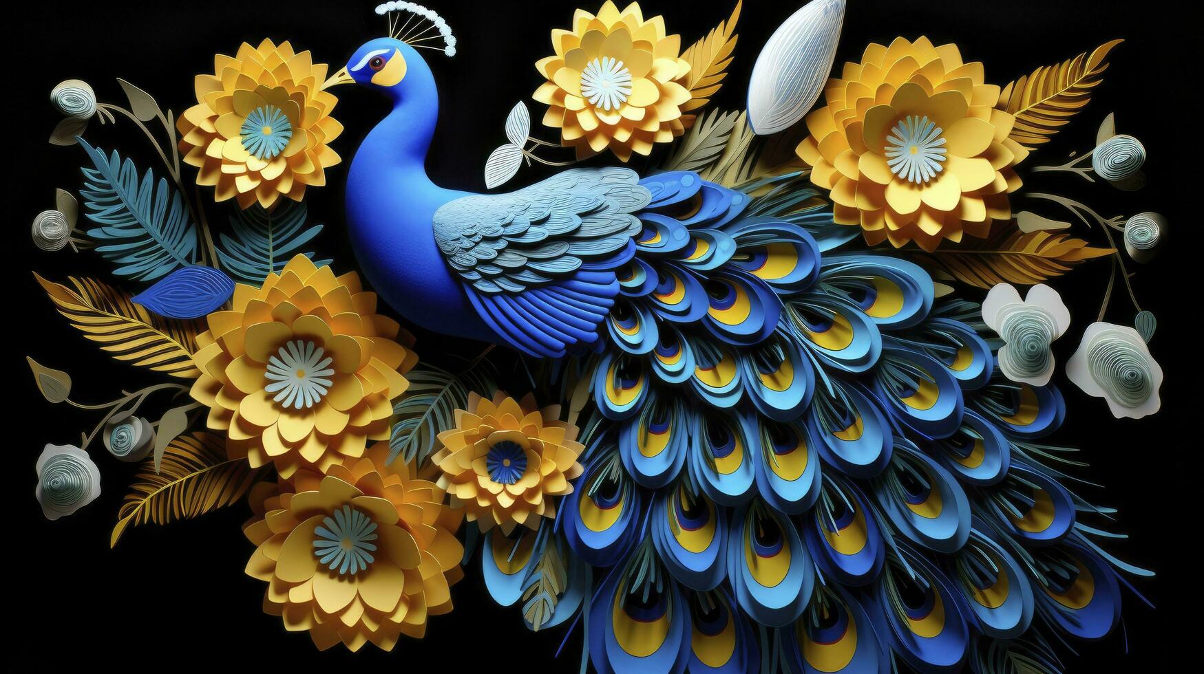 AI generated Close up Peacock with flower. photo