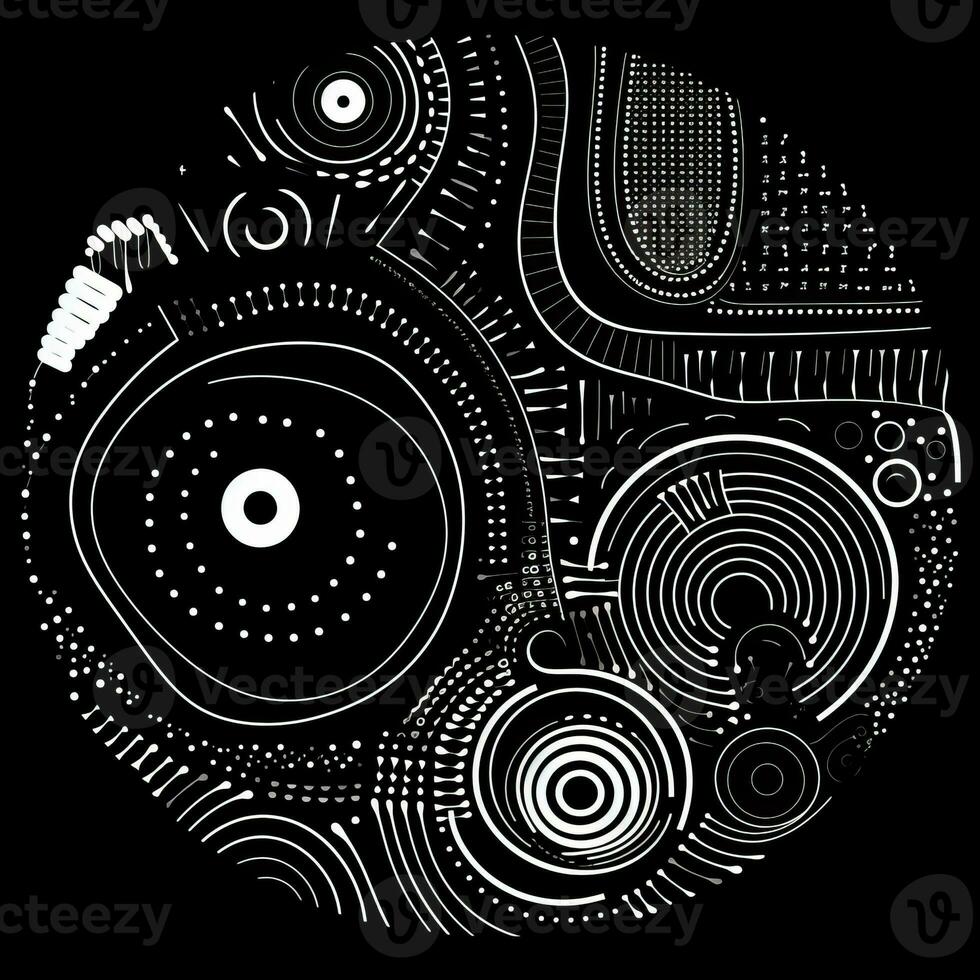 AI generated Abstract background with geometric shapes, lines, circles, dots. Hand drawn style. photo