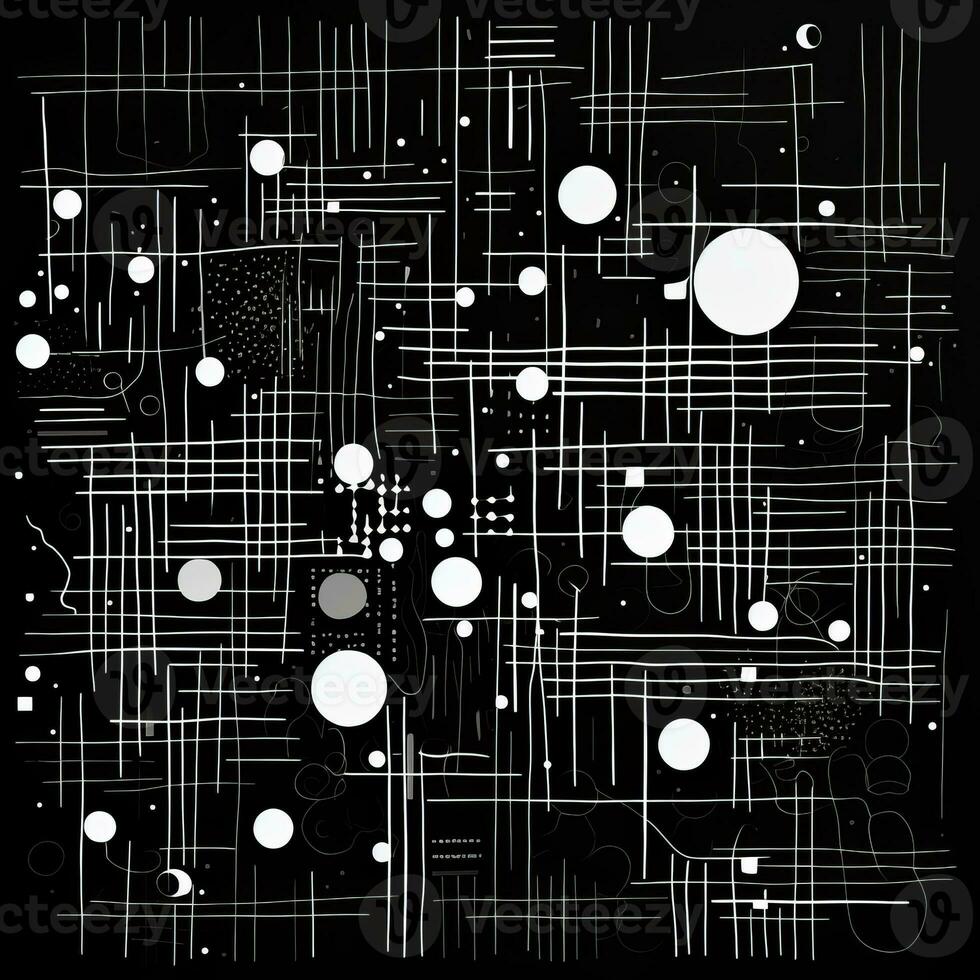 AI generated Abstract background with geometric shapes, lines, circles, dots. Hand drawn style. photo