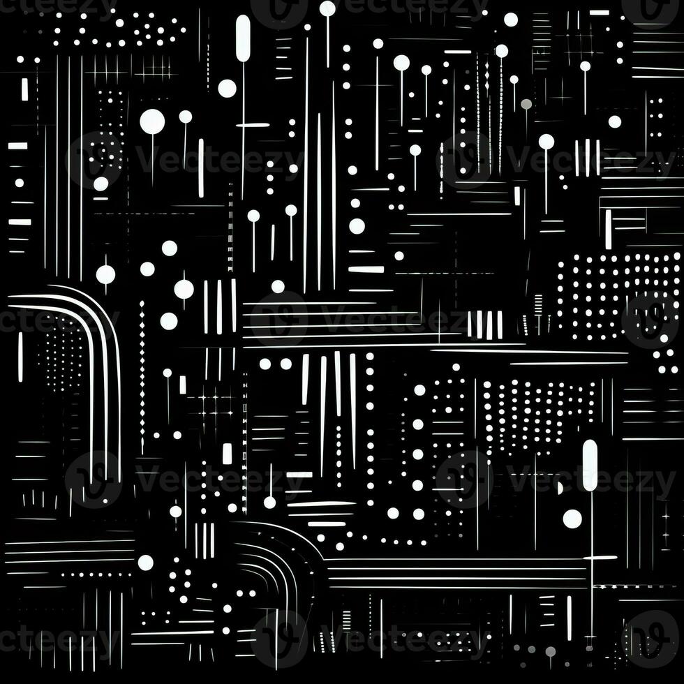 AI generated Abstract background with geometric shapes, lines, circles, dots. Hand drawn style. photo