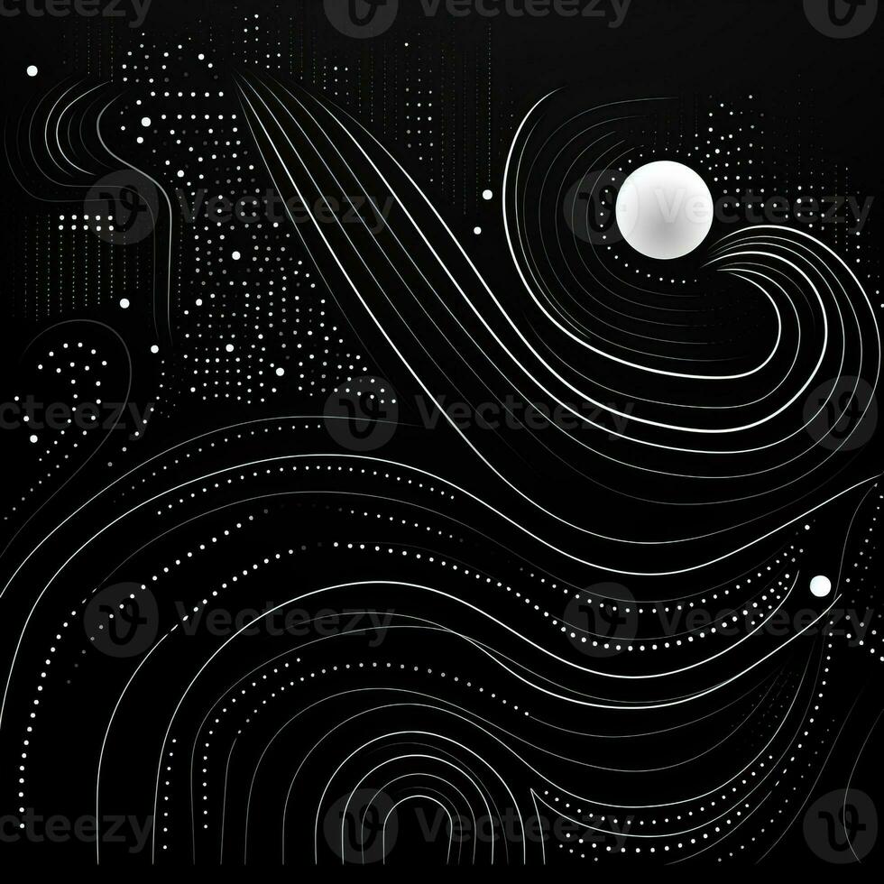 AI generated Abstract background with geometric shapes, lines, circles, dots. Hand drawn style. photo