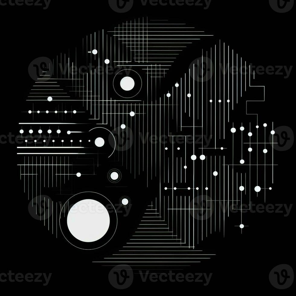 AI generated Abstract background with geometric shapes, lines, circles, dots. Hand drawn style. photo