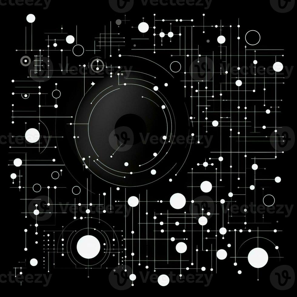 AI generated Abstract background with geometric shapes, lines, circles, dots. Hand drawn style. photo