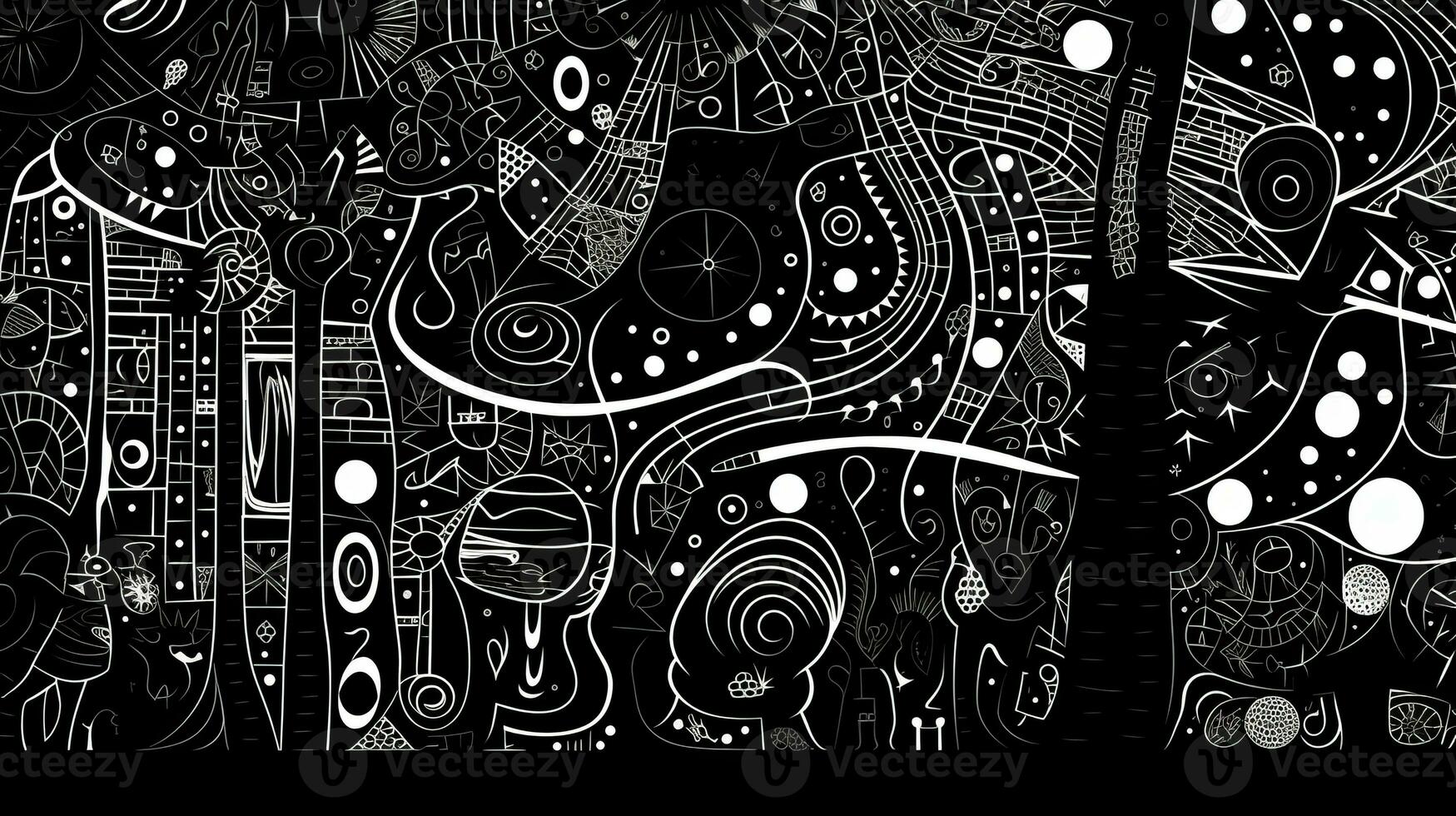 AI generated Abstract futuristic composition in black and white colors. Neo folk style photo