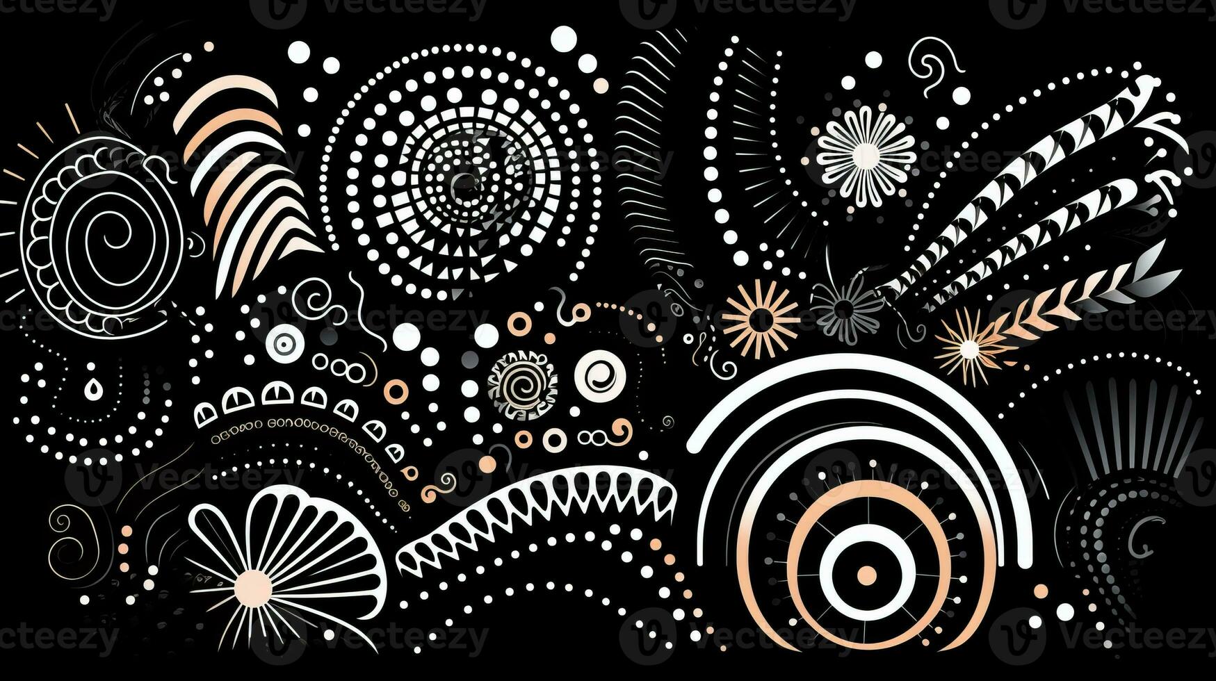 AI generated Abstract futuristic composition in black and white colors. Neo folk style photo