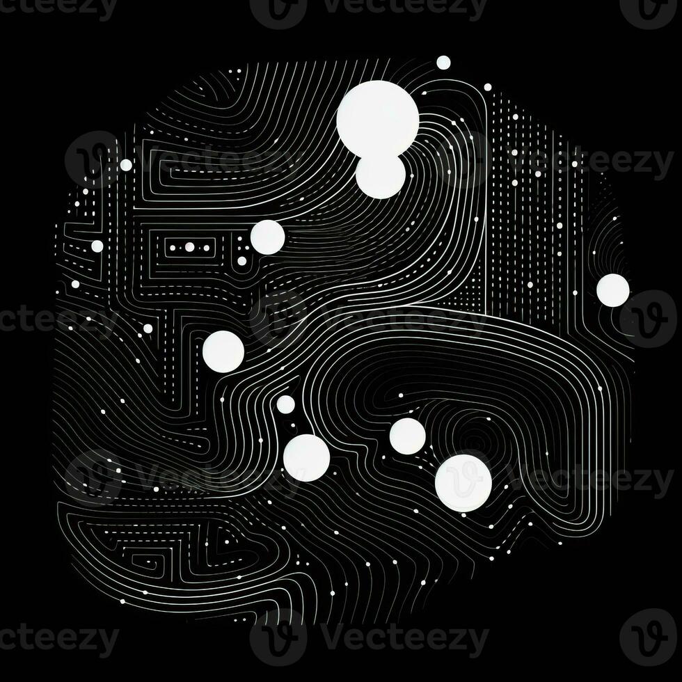 AI generated Abstract background with geometric shapes, lines, circles, dots. Hand drawn style. photo
