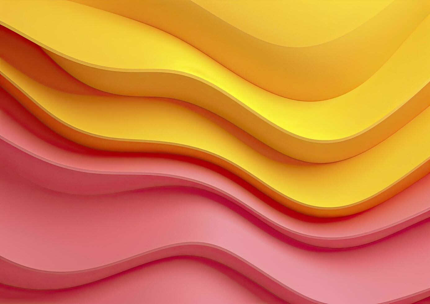 AI generated Pink and Yellow Pattern 3d Wavy Line Abstract Colorful Background photo