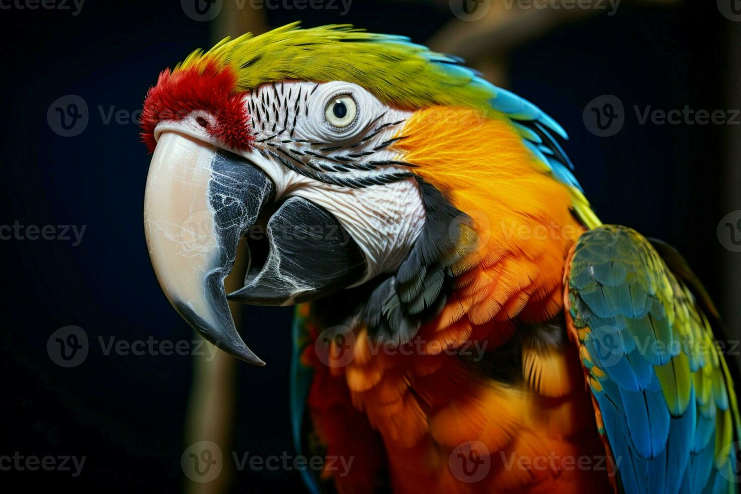 AI generated stunning macaw showcasing its vibrant and colorful plumage AI Generated photo