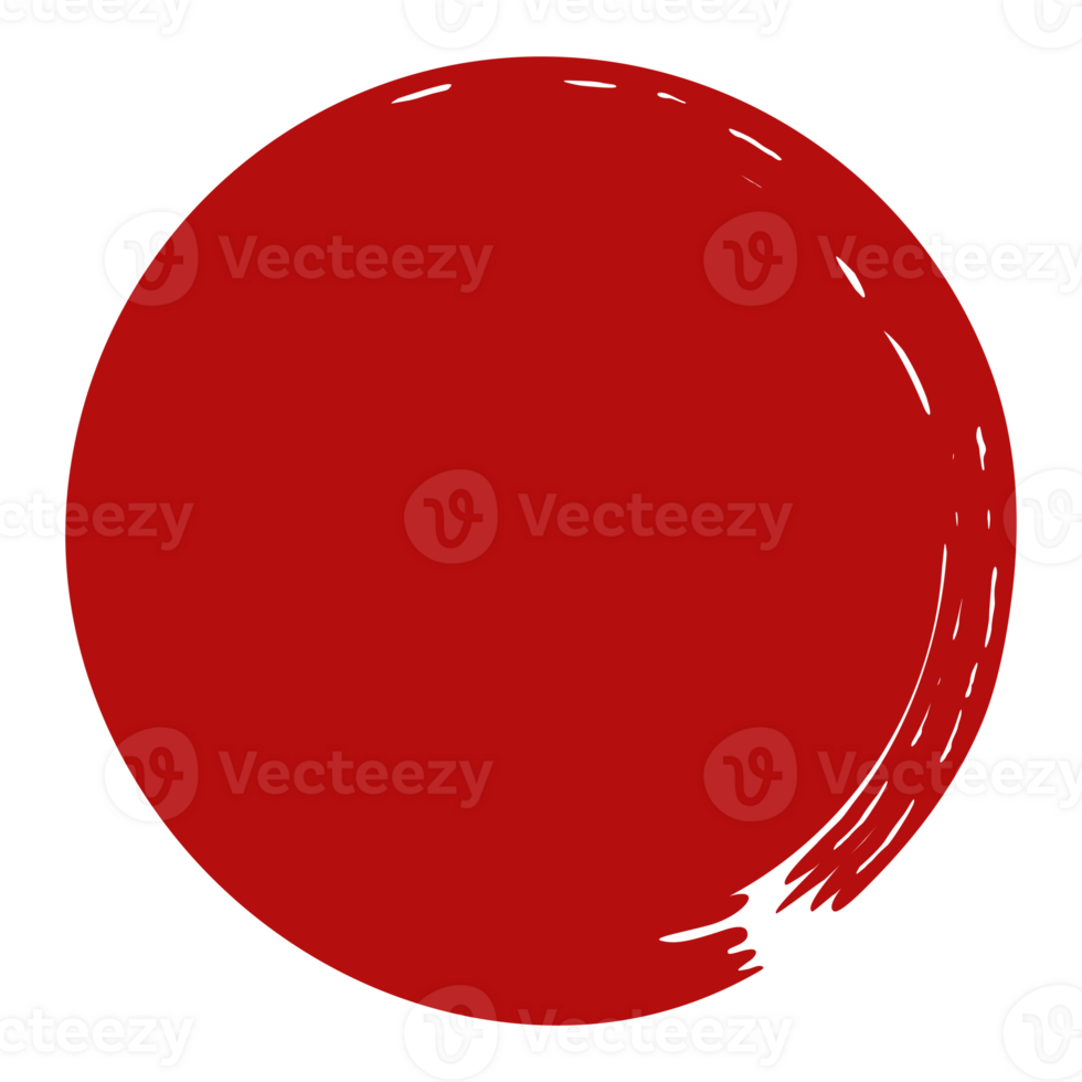 Zen Circle Icon Symbol on the Red Color. Zen Illustration for Logo, Art Frame, Art Illustration, Website or Graphic Design Element. Format PNG