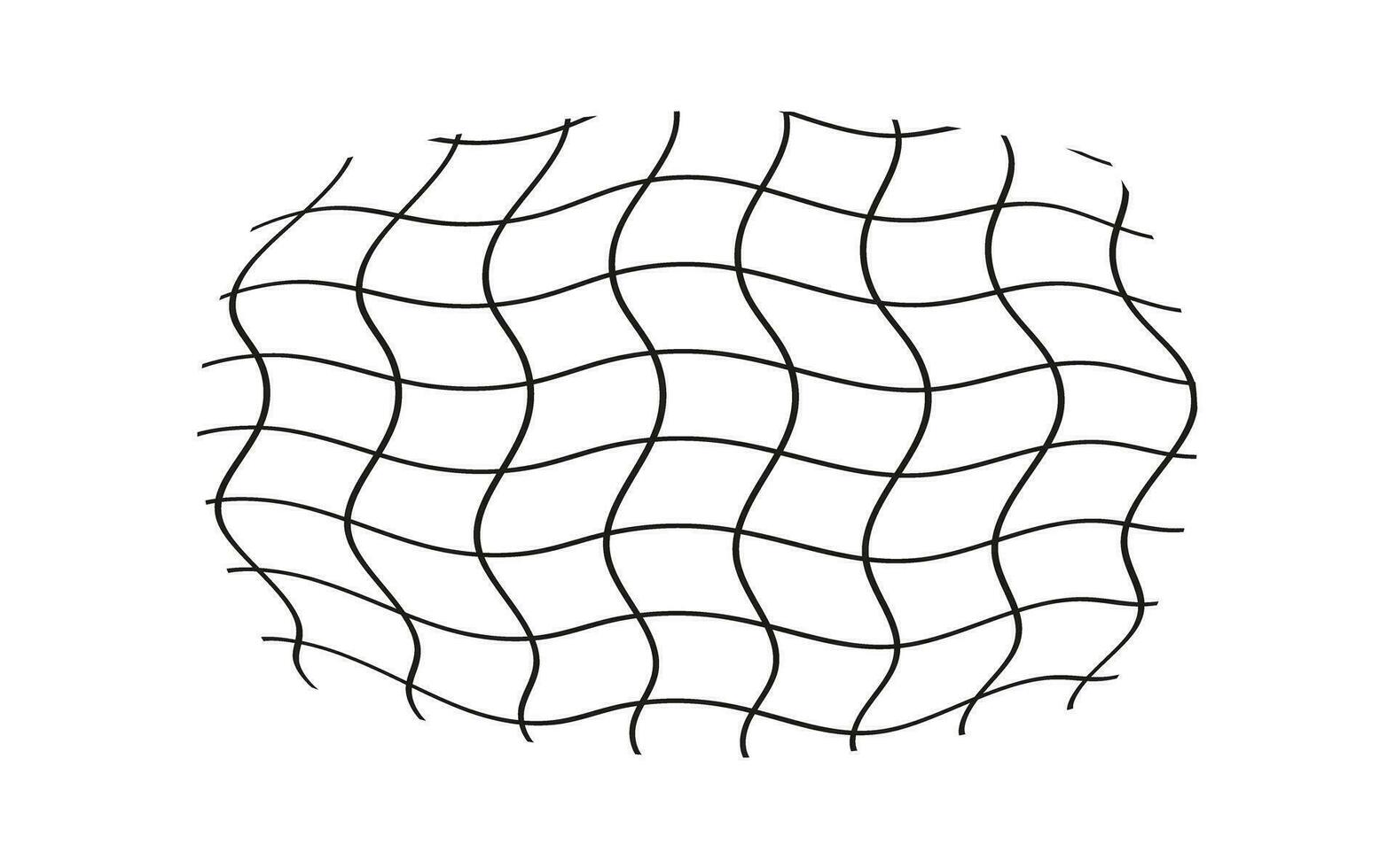 Illustration of a black fishing or football net.Checkered wavy background in doodle style. vector