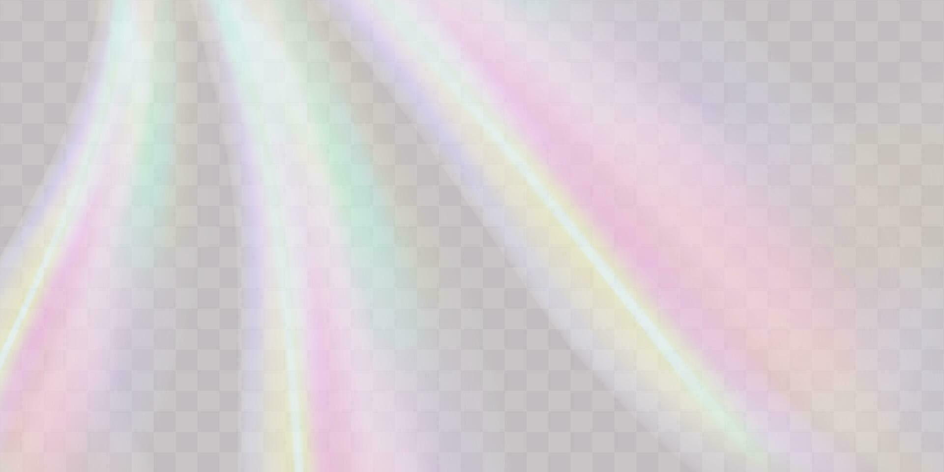 A set of colourful vector lens, crystal rainbow  light  and  flare transparent effects.Overlay for backgrounds.Triangular prism concept.