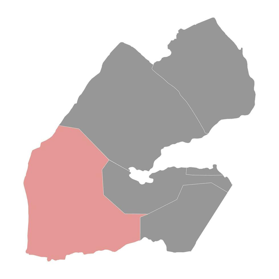 Dikhil region map, administrative division of Djibouti. Vector illustration.