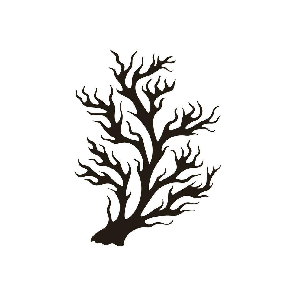 A Seaweed vector silhouette isolated on a white background, A silhouette of a Sea coral Vector