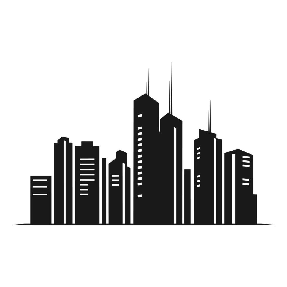 A City Building Silhouette vector isolated on a white background