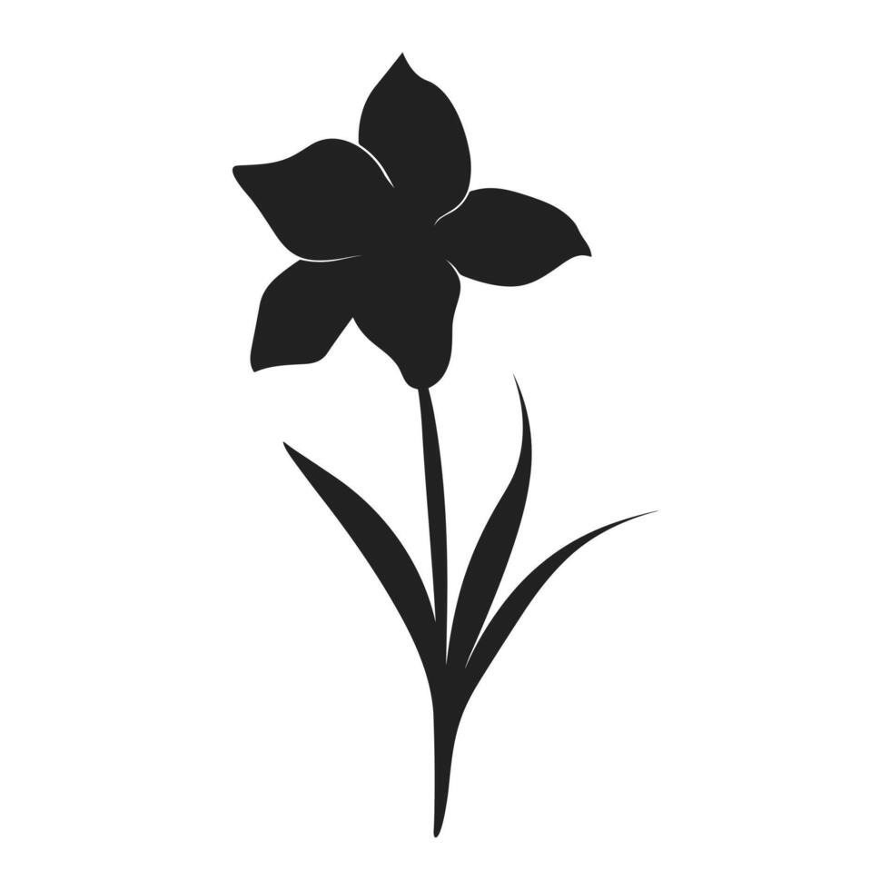 un narciso flor negro silueta vector gratis