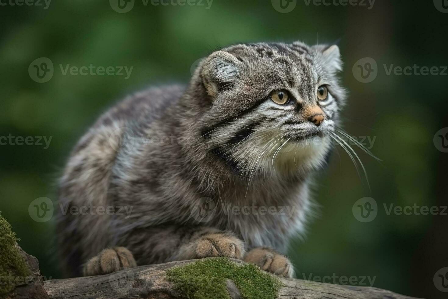 ai generado manul cachorro en naturaleza en verano bosque antecedentes. de cerca animal retrato. ai generado foto