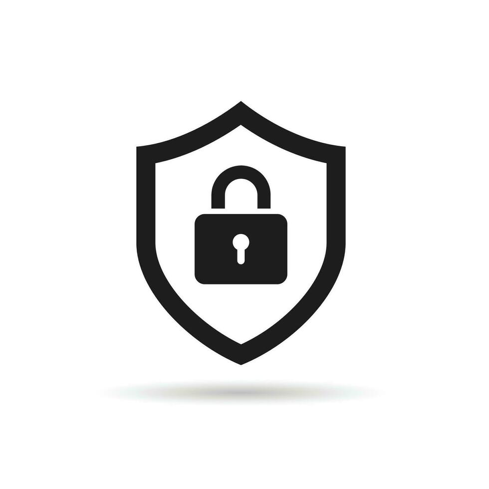 Shield with padlock icon vector Illustration