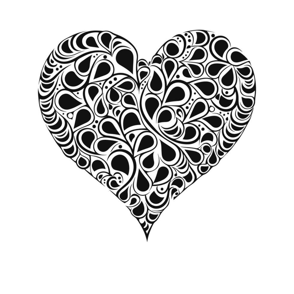 un decorativo amor corazón símbolo clipart, un garabatear corazón vector aislado en un blanco antecedentes