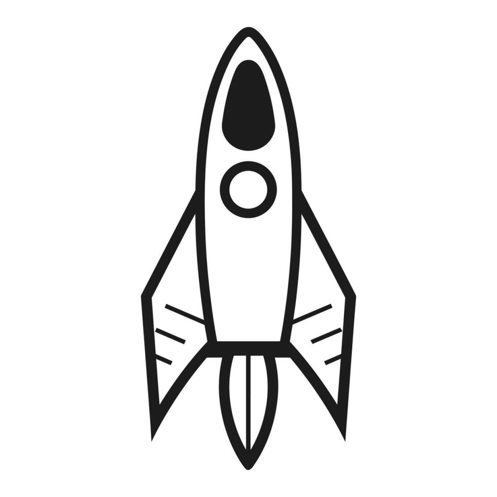 A Rocket spaceship outline Vector isolated on a white background