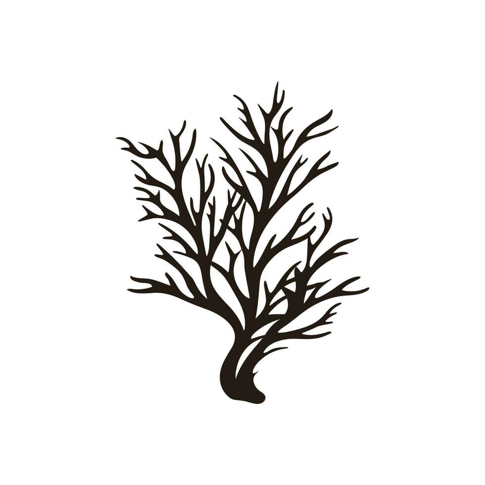 A Seaweed vector silhouette isolated on a white background, A silhouette of a Sea coral Vector