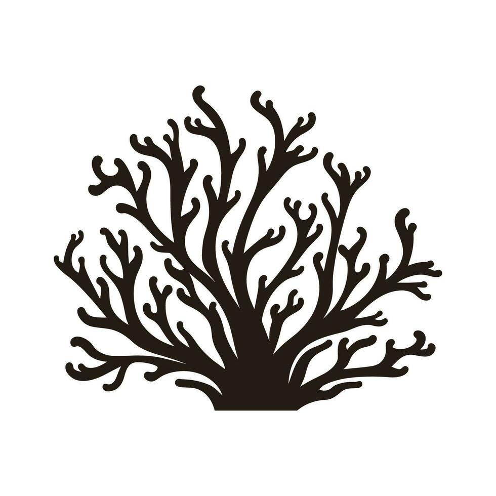 A Seaweed vector silhouette isolated on a white background, A silhouette of a Sea coral Vector