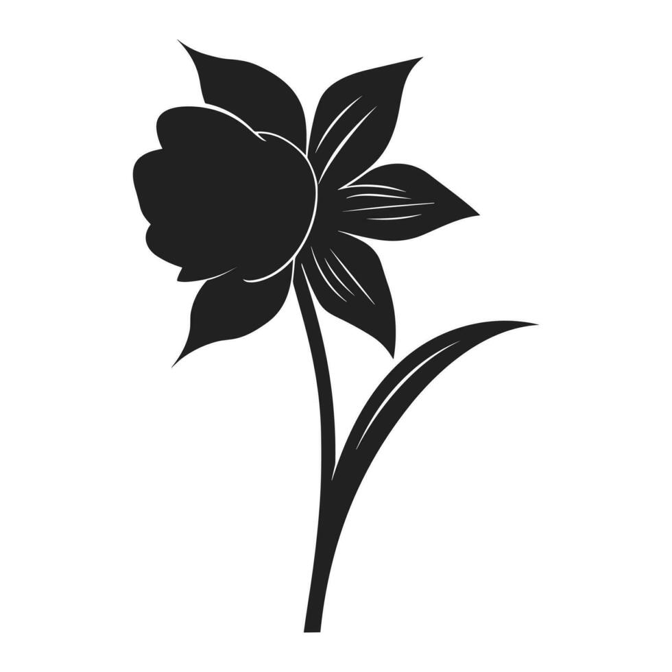 un narciso flor negro silueta vector gratis