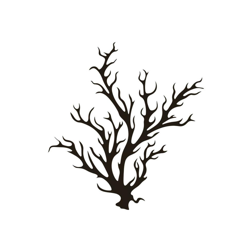 A Seaweed vector silhouette isolated on a white background, A silhouette of a Sea coral Vector