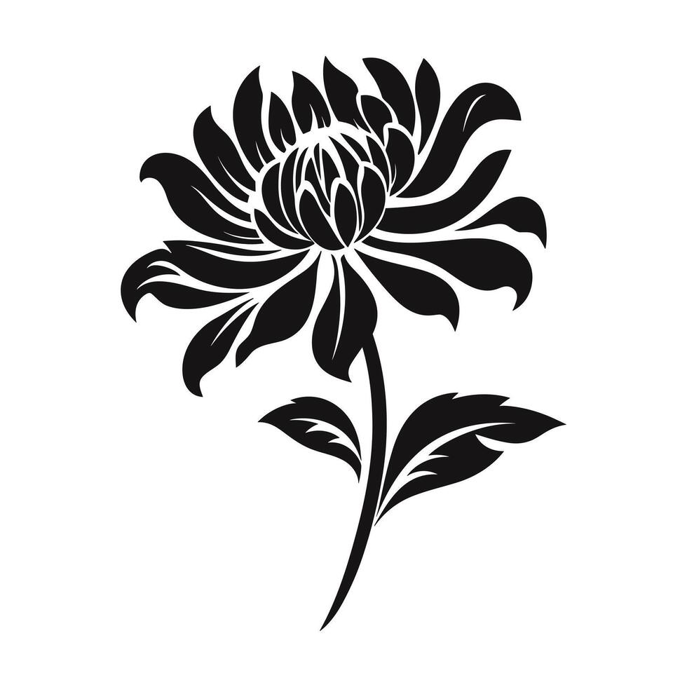 An Aster Flower black Silhouette Vector free