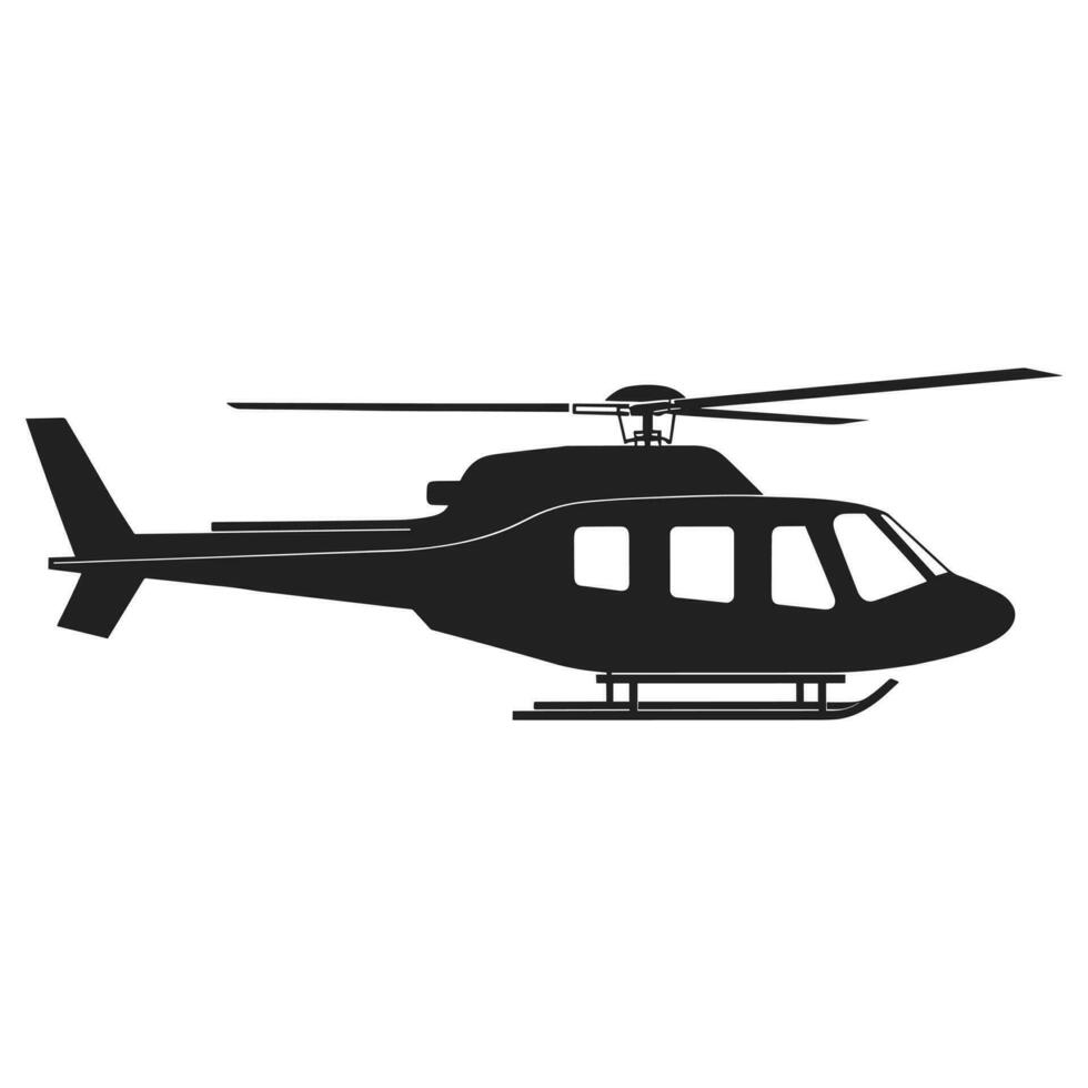 A Helicopter Vector black Silhouette isolated on a white background