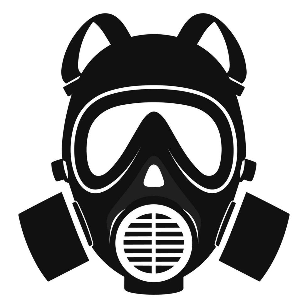 A silhouette of Respirator mask isolated on a white background, A Respirator gas mask vector