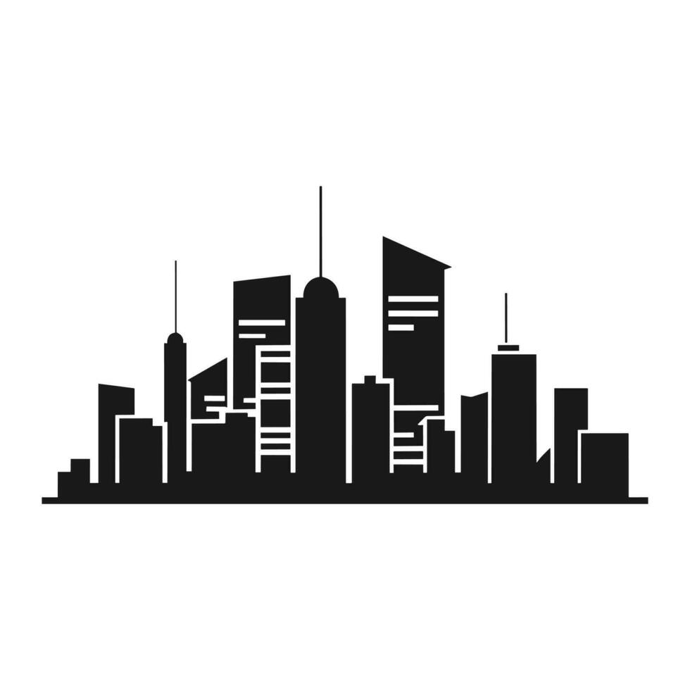 A City Building Silhouette vector isolated on a white background