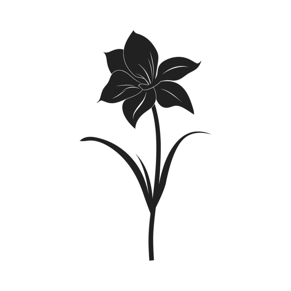 un narciso flor negro silueta vector gratis