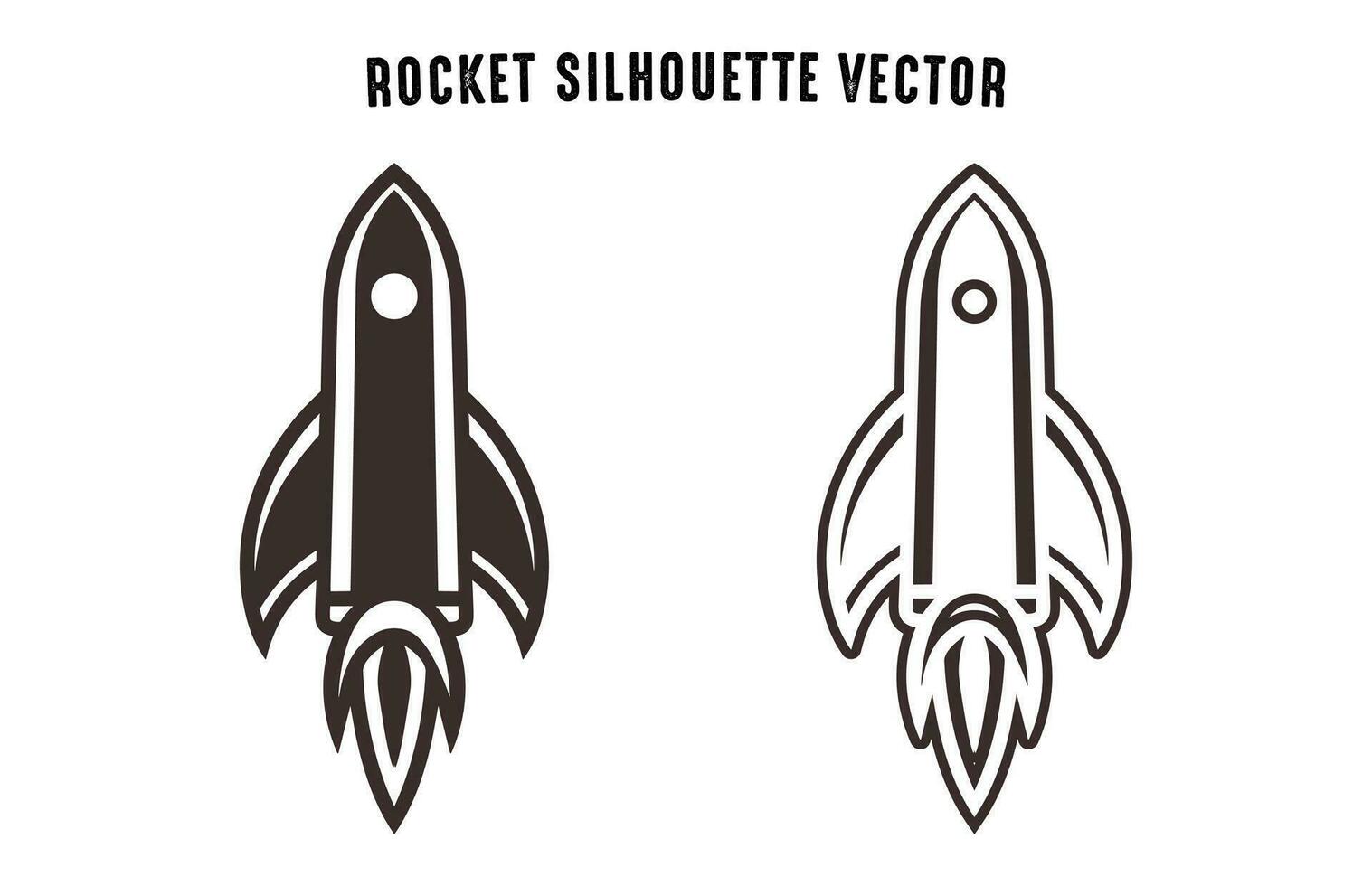 Rocket spaceship Silhouette vector Bundle, Rocket ship Silhouettes vector Set