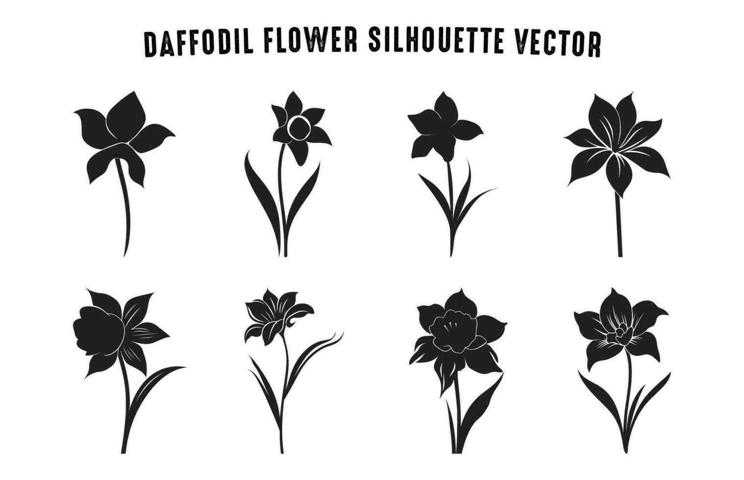 Daffodil Flower Silhouette Vector set, Daffodil Flowers Clipart Bundle