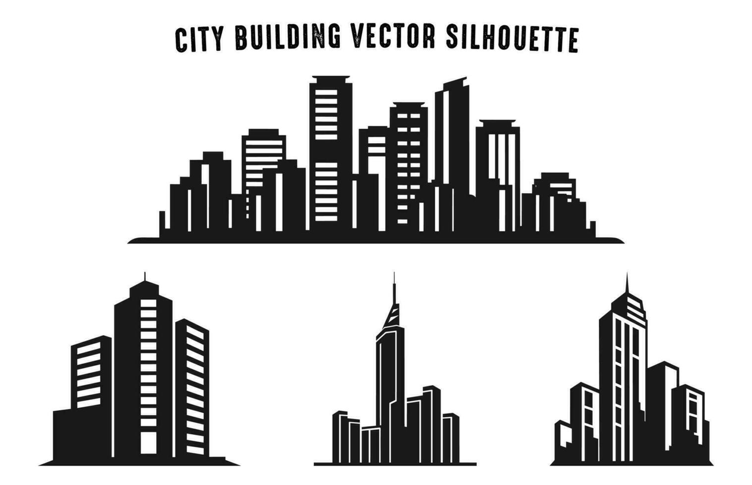 City Building Silhouette vector set, City Buildings Logo vector icon Bundle