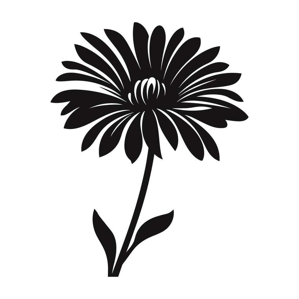 An Aster Flower black Silhouette Vector free