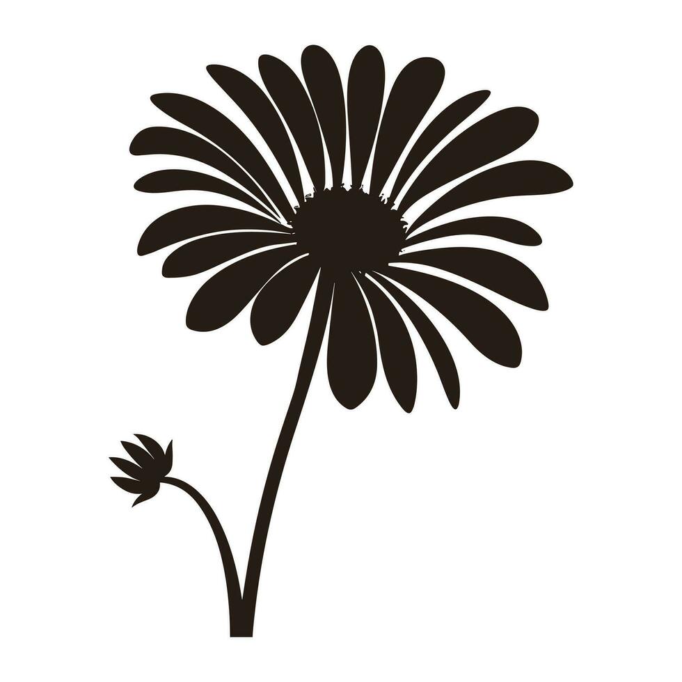 Daisy Flower Silhouette Vector isolated on a white background